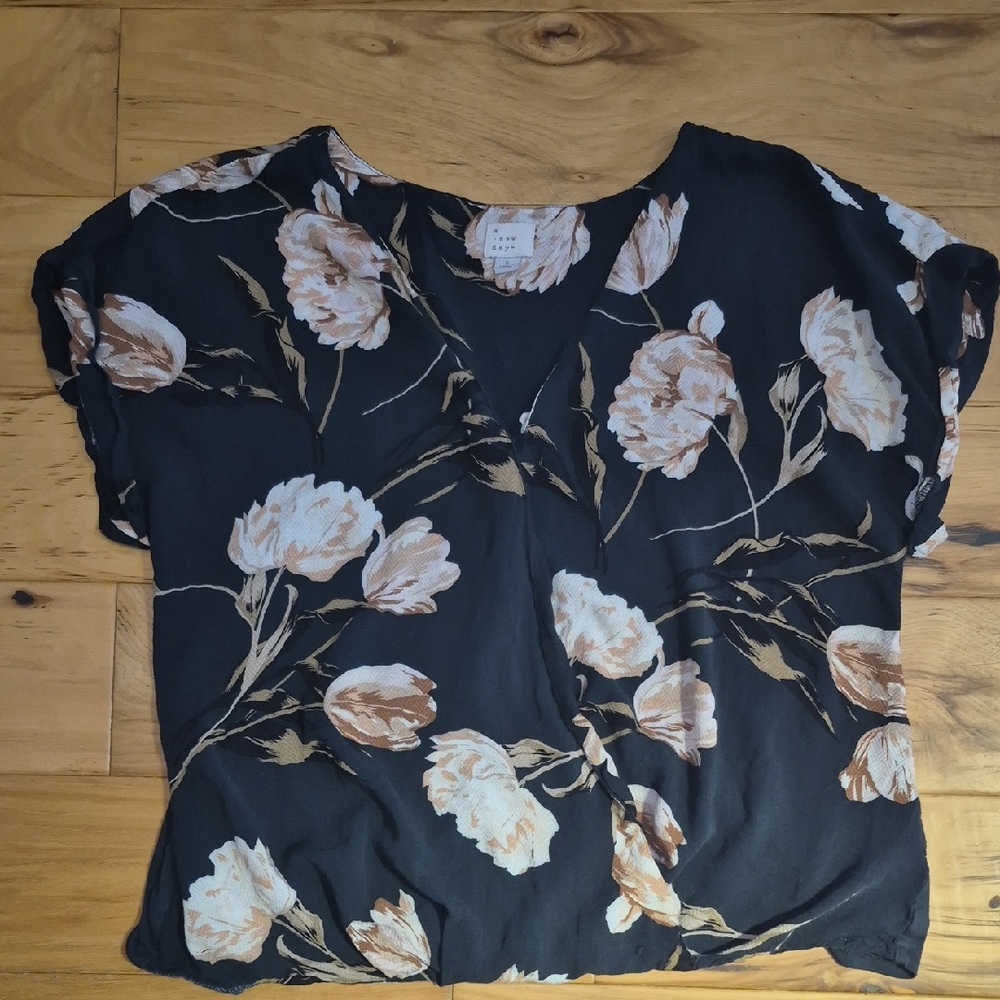 Floral Front Wrap Relaxed Blouse